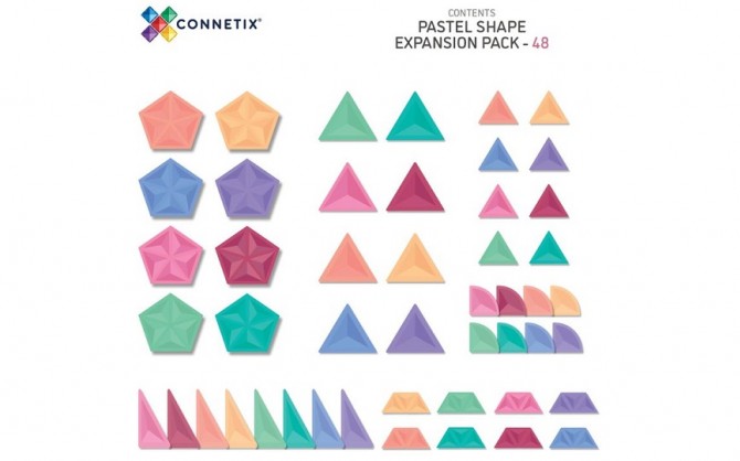 Klocki magnetyczne Connetix - Pastel Shape Expansion Pack 48 el.